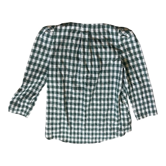 Tuckernuck Gingham Puff Sleeve Top Sz XS Dark Green - Picture 4 of 6